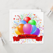 Carte Célébration de ballon de retraite heureuse Anniver (Devant/Arrière en situation)