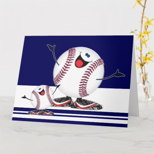 Carte Célébration de baseballs (Fleur jaune)