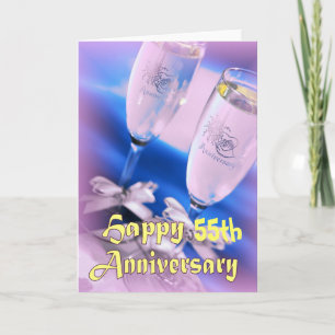 Carte célébration de champagne d'anniversaire de mariage