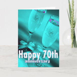 Carte célébration de champagne pour les 70 ans de mariag