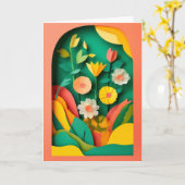 Carte Célébration de collage de jardin vibrant (Fleur jaune)
