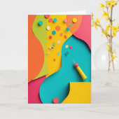 Carte Célébration de collage vibrant (Fleur jaune)