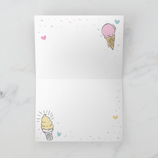 Carte Célébration de crème glacée douce Joyeux anniversa (Intérieur)