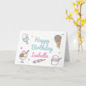 Carte Célébration de crème glacée douce Joyeux anniversa (Fleur jaune)