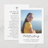 Carte Célébration de la vie Photo Funeral Memorial Card (Devant / Derrière)