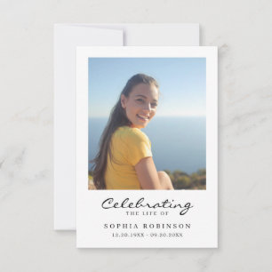 Carte Célébration de la vie Photo Funeral Memorial Card