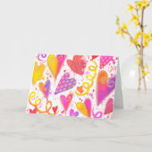 Carte Célébration De L'Amour Coeurs Aquarelle (Fleur jaune)