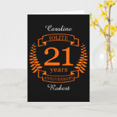 Carte Célébration de l'anniversaire de mariage de 21 ans (Fleur jaune)