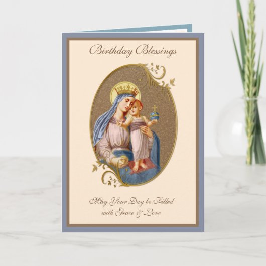 Carte Célébration de l'anniversaire Vierge Marie Jésus R (Devant)