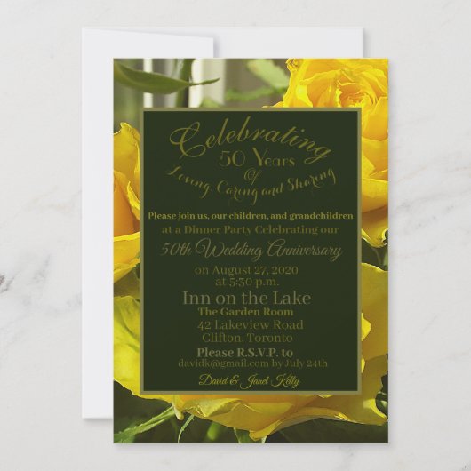 Carte Célébration de l'invitation du 50e anniversaire du (Devant)