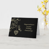 Carte Célébration de Mariage Élégant Cœur Anniversaire d (Fleur jaune)