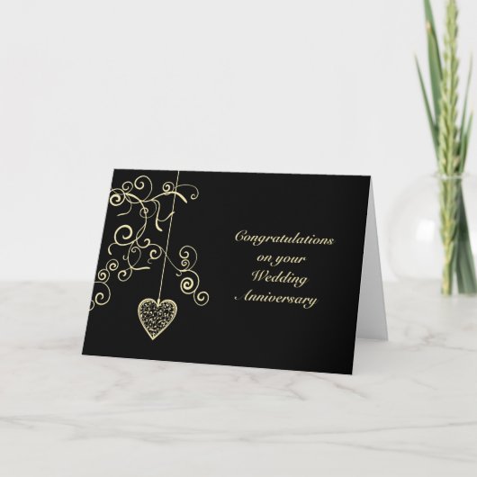 Carte Célébration de Mariage Élégant Cœur Anniversaire d (Devant)