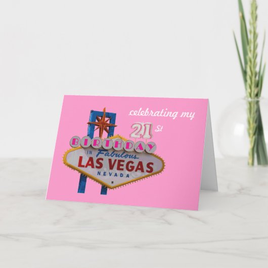 Carte célébration de mon 21ème anniversaire à Las Vegas (Devant)
