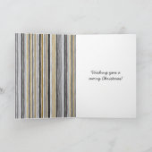 Carte Célébration de Noël Rayures Bleu Or Gris  (Intérieur)