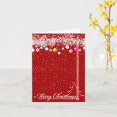 Carte Célébration de Noël rouge et blanc (Fleur jaune)