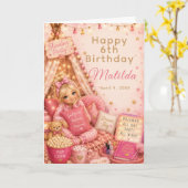 Carte Célébration de pyjama party rose (Fleur jaune)