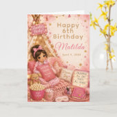 Carte Célébration de pyjama party rose (Fleur jaune)