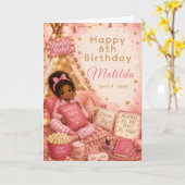 Carte Célébration de pyjama party rose (Fleur jaune)