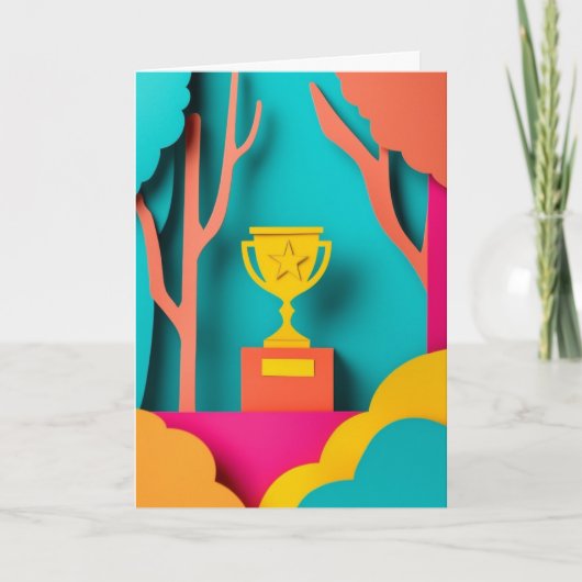 Carte Célébration de Trophée Vibrant (Devant)