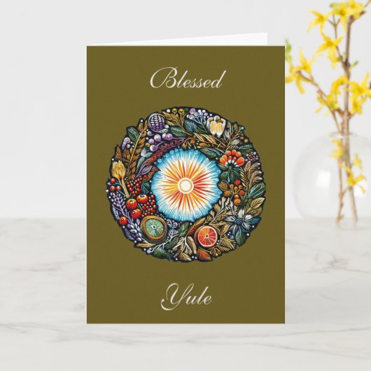 Carte Célébration de Yule (Fleur jaune)