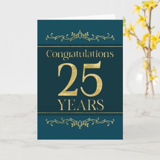 Carte Célébration des 25 ans de service de l'employé Élé (Fleur jaune)