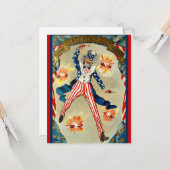 Carte Célébration du 14 juillet - Oncle Sam (Devant/Arrière en situation)