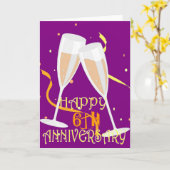 Carte célébration du 6ème anniversaire de mariage au cha (Fleur jaune)