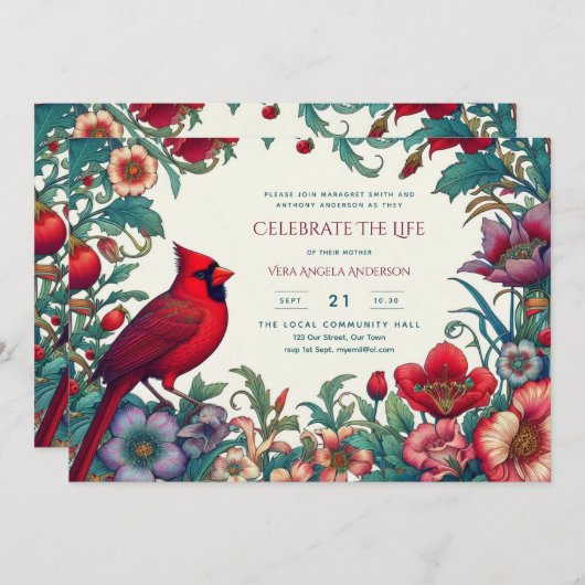 Carte Célébration du cardinal rouge du monument funérair (Devant / Derrière)