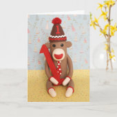 Carte Célébration du singe de la réserve d'anniversaire (Fleur jaune)