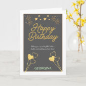 Carte Célébration élégante d'anniversaire (Fleur jaune)