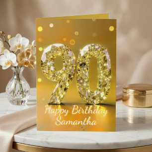 Carte Célébration élégante du 90e anniversaire avec or e