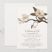 Carte Célébration minimale de Magnolia de la vie funérai (Devant / Derrière)