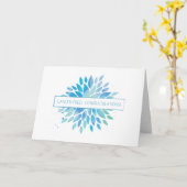 Carte Célébration sans cancer, Bleu, Aquarelle Turquoise (Fleur jaune)