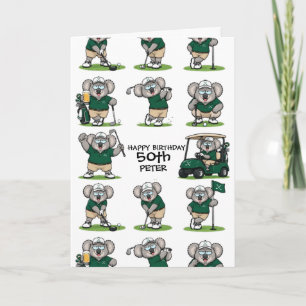 Carte Célébration sur le thème du koala de golf