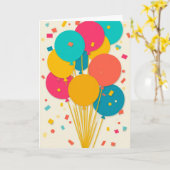 Carte Célébration vibrante de ballons (Fleur jaune)