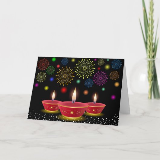 Carte Célébrations de Diwali avec des lampes à lueur et (Devant)