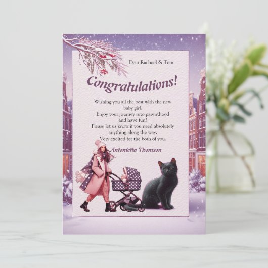 Carte Célébrations d'hiver dans la neige, avec Kittens (Debout devant)