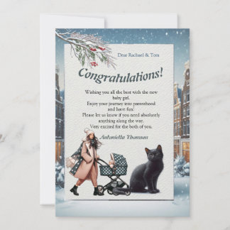 Carte Célébrations d'hiver dans la neige, avec Kittens
