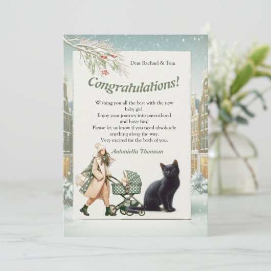 Carte Célébrations d'hiver dans la neige, avec Kittens (Debout devant)