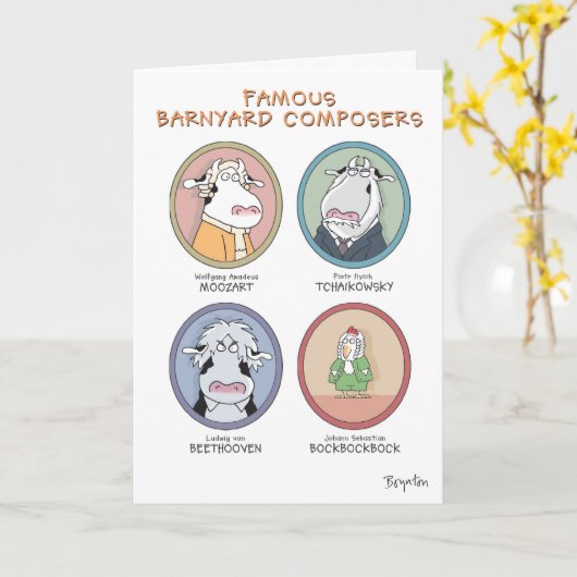 CARTE CÉLÈBRES COMPOSITEURS DE BARNYARD (Fleur jaune)