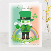Carte Célébrez la Saint-Patrick avec un Chat Chanceux (Fleur jaune)