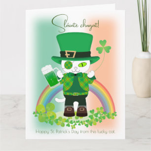 Carte Célébrez la Saint Patrick avec un chat chanceux