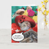 CARTE CÉLÉBRITÉ CAT PRINCESS TATUS, CASQUETTE ROUGE AVEC (Fleur jaune)
