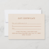 Carte Celestial Floral Salon Business Gift Certificate (Dos)
