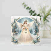 Carte Celestial Winter Angel Lantern of Hope (Debout devant)