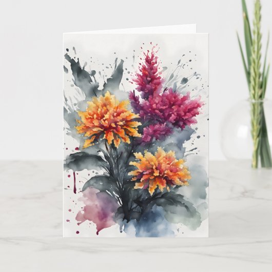 Carte Celosia - Fleurs aquarelle (Devant)