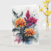 Carte Celosia - Fleurs aquarelle (Fleur jaune)