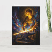 Carte Celtic Blacksmith Goddess Forging Sword Fantasy Ar (Dos)