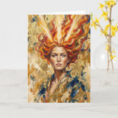 Carte Celtic Fire Goddess Brigid Gold Leaf Fantasy Art (Fleur jaune)