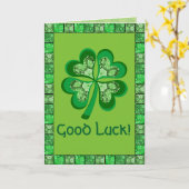 Carte Celtic Shamrock Folk Art Bonne chance (Fleur jaune)